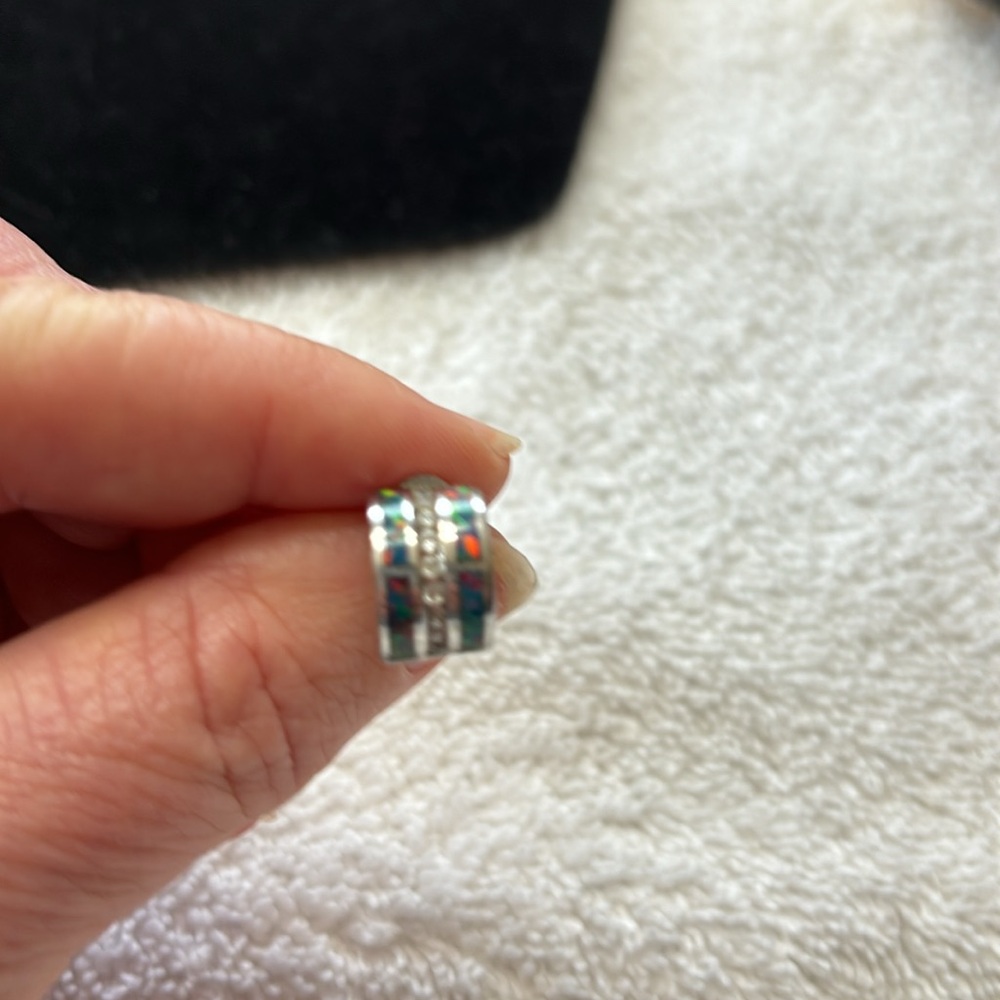 Silver With Lab Created Opals And Clear Stones. - image 4